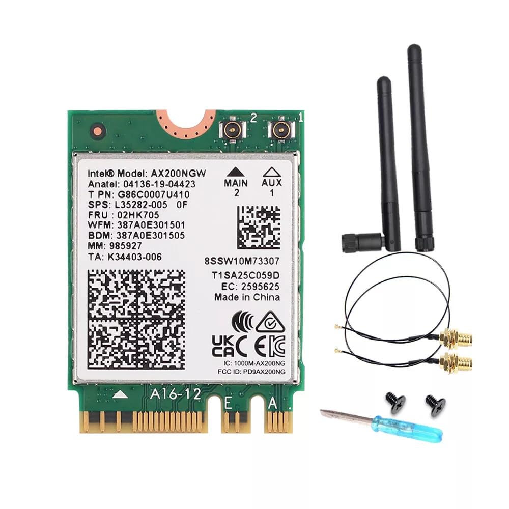 拡張カード INTEL Wi-Fi 6 AX200 (Gig +) M.2 2230KIT Intel Wi-Fi 6 AX200 (Gig+) M.2 2230 2x2 AX+BT No vPro
